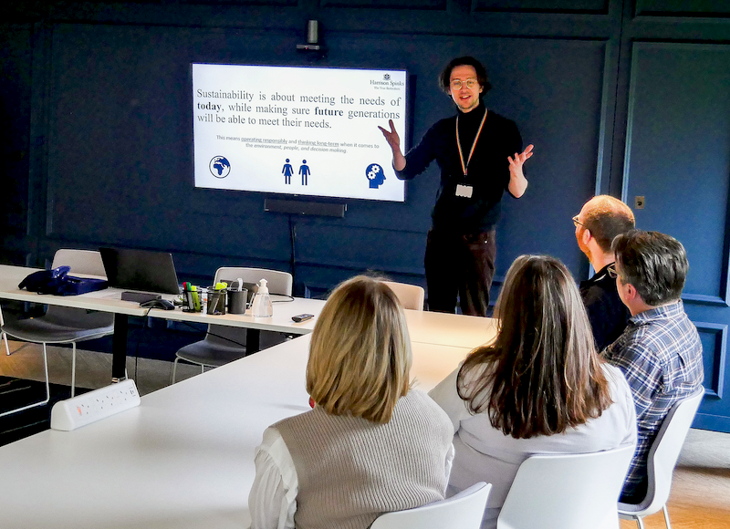 Sustainable Strategies in Manufacturing. McGuigan presented a sustainability
engagement session to the team at Harrison Spinks, which he then rolled out to all staff over the course of 2023.