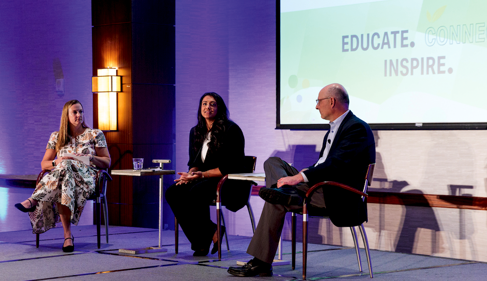 Kate Caddy, director of sustainability for ISPA; Priyanka Shome, vice president of sustainability for One Rock Capital Partners; and Andrew Prusky, senior vice president and general counsel for FXI Inc., discuss investor priorities.