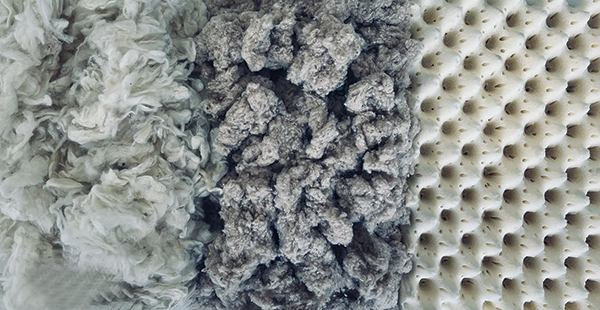 Shifman uses natural materials in their beds including,  from left to right, New Zealand wool, cotton and natural latex.