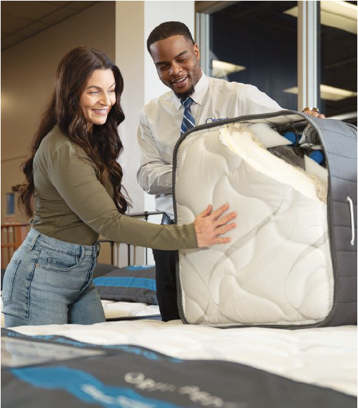 In its marketing and within its stores, The Original Mattress Factory emphasizes educating consumers about choosing a mattress rather than pushing a sale.