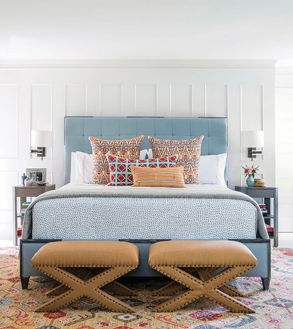 In this design by Thom Filicia, comfort and warmth are the top note, keeping with the trend for the modern bedroom to be an oasis in the home.